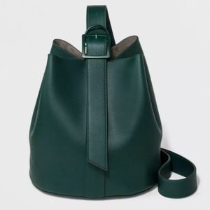 3-in-1 green bucket crossbody backpack convertible